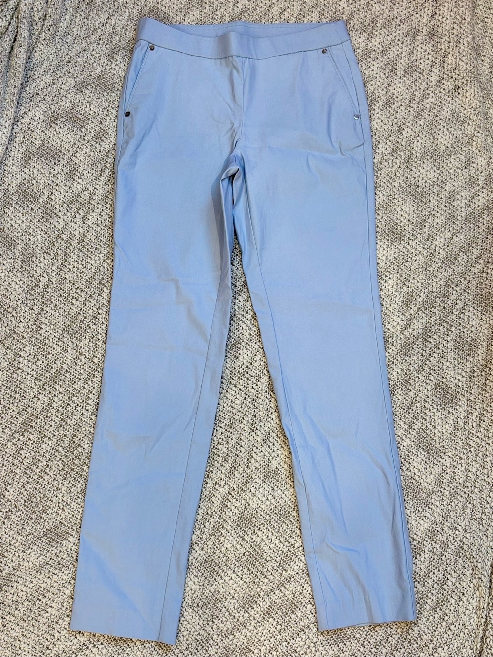 Anne Klein Slim Straight Leg Stretch Light Blue Work Pull On Pants Women's 2